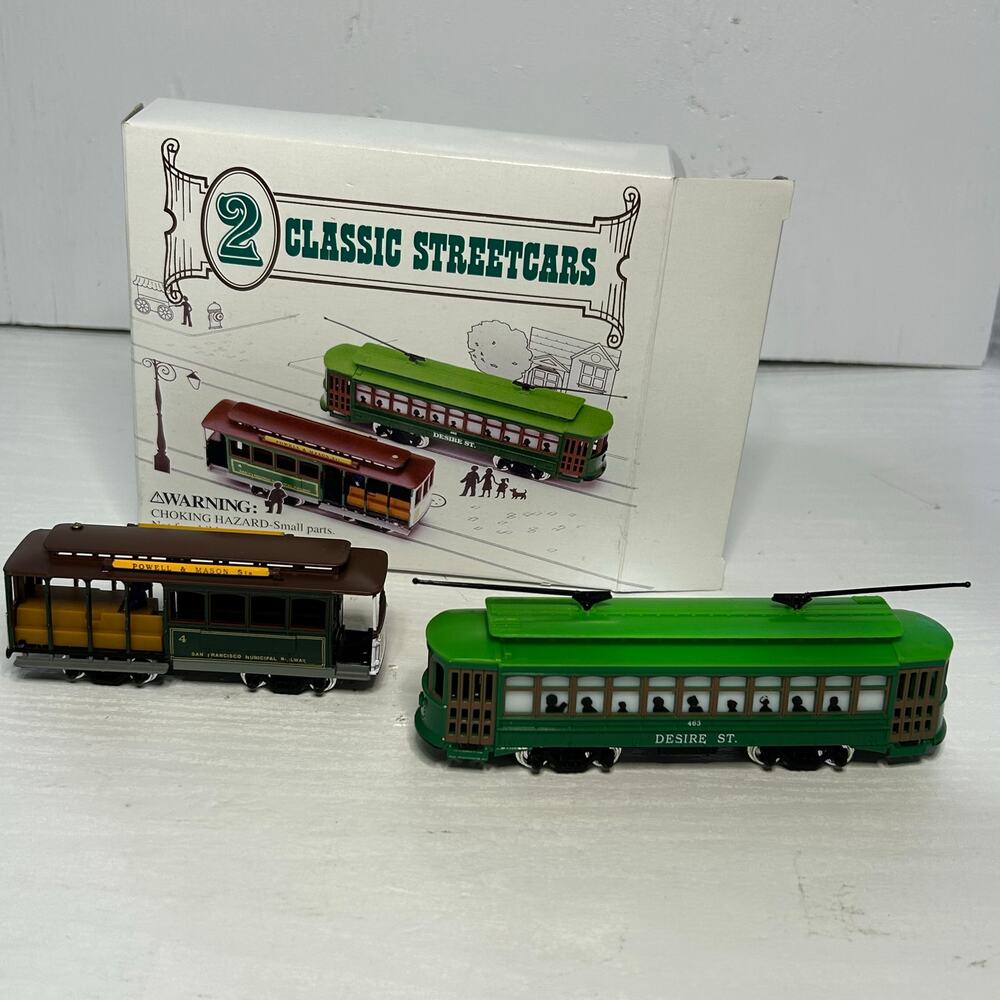 HO Scale Classic Streetcars Set SF Cable Car & Desire St Trolley
